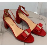 Stylish Salvatore Ferragamo Vara Patent Leather Bow Sandals 6cm 051215 Red 2021