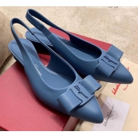 Purchase Salvatore Ferragamo Viva Lambskin Bow Slingback 051223 Blue 2021