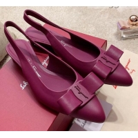 Pretty Style Salvatore Ferragamo Viva Lambskin Bow Slingback 051223 Fuchsia Red 2021