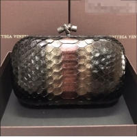 Buy Classic Bottega Veneta Knot Clutch in Pythonskin Calfskin BV2101 Black/Gold 2021