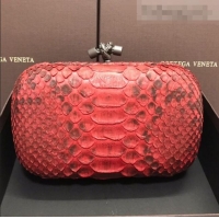 Fashionable Bottega Veneta Knot Clutch in Pythonskin Calfskin BV2101 Red 2021