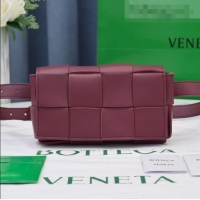 Free Shipping Bottega Veneta The Belt Cassette Bag in Maxi-Woven Lambskin BV2114 Burgundy 2021