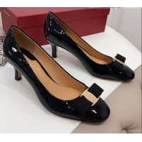 Sumptuous Salvatore Ferragamo Carla Patent Leather Bow Pumps 5.5cm 051229 Black 2021