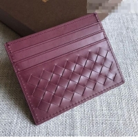 Refined Bottega Veneta Woven Credit Card Case/Holder BV2151 Burgundy 2021