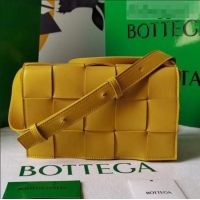 Shop Perfect Bottega Veneta Cassette Small Crossbody Messenger Bag in Maxi Weave BV2158 Yellow 2021