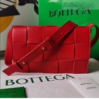 Promotional Bottega Veneta Cassette Small Crossbody Messenger Bag in Maxi Weave BV2158 Red 2021