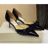 Good Quality Jimmy Choo Crystal Bow Mid-Heel Pumps 121824 Black 