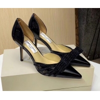 Best Price Jimmy Choo Crystal Bow Mid-Heel Pumps 121827 Black