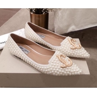 Charming Jimmy Choo JC Logo Pearl Flat Ballerinas 122736