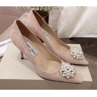 Unique Grade Jimmy Choo Suede Pearl Charm Pumps 010309 Nude