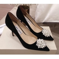 New Style Jimmy Choo Suede Pearl Charm Pumps 010309 Black