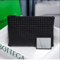 Super Quality Bottega Veneta Woven Lambskin Medium Pouch BV2174 Black 2021