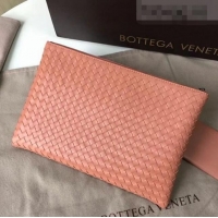 Good Product Bottega Veneta Woven Lambskin Medium Pouch BV2174 Peach Pink 2021