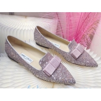 Discount Colorful Jimmy Choo Gabie Glitter Sequins Pointy Toe Flat Ballerinas with Bow 091131