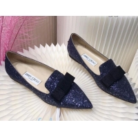 Best Luxury Colorful Jimmy Choo Gabie Glitter Sequins Pointy Toe Flat Ballerinas with Bow 091134