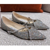 Grade Quality Jimmy Choo Sequins Crystal Strap Ballerinas 041003 Multicolor 2021