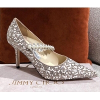 Lower Price Jimmy Choo Pearl Crystal Strap Pumps 8.5cm 041006