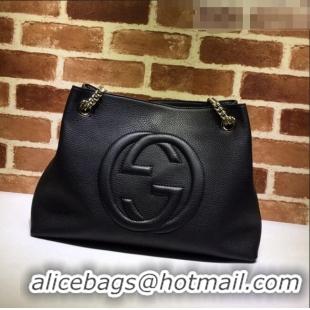 Classic Gucci Soho Medium Tote Bag Calfskin Leather 308982 Black