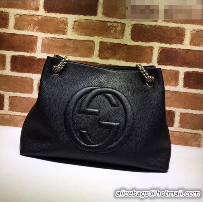 Classic Gucci Soho Medium Tote Bag Calfskin Leather 308982 Black