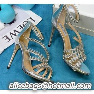 Most Popular Jimmy Choo Crystal Suede Strap Sandals 10cm 050645 Silver 2021