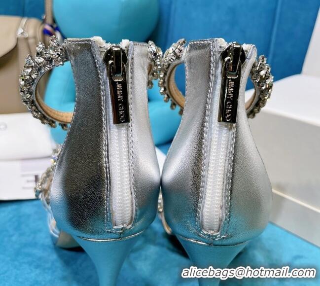 Most Popular Jimmy Choo Crystal Suede Strap Sandals 10cm 050645 Silver 2021