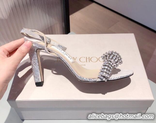 Top Design Jimmy Choo Thyra Crystal Bow Sandals 8.5cm Crystal 051053