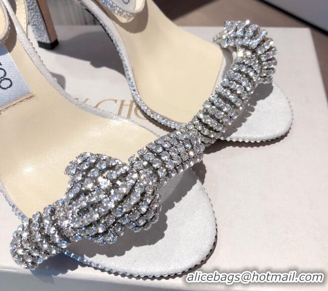 Top Design Jimmy Choo Thyra Crystal Bow Sandals 8.5cm Crystal 051053