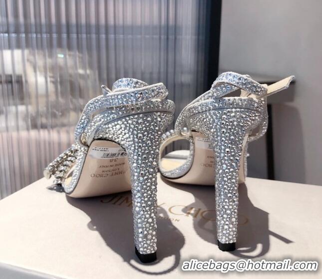 Top Design Jimmy Choo Thyra Crystal Bow Sandals 8.5cm Crystal 051053