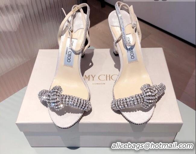 Top Design Jimmy Choo Thyra Crystal Bow Sandals 8.5cm Crystal 051053