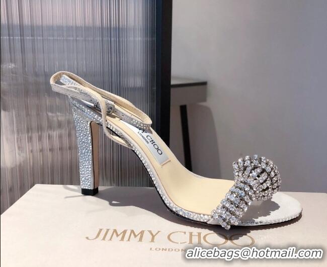 Top Design Jimmy Choo Thyra Crystal Bow Sandals 8.5cm Crystal 051053