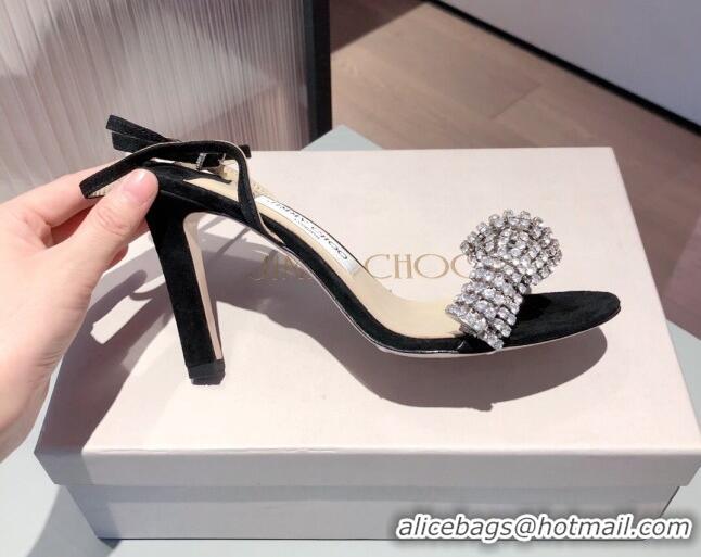 Popular Design Jimmy Choo Thyra Crystal Bow Sandals 8.5cm Crystal 051053 Black