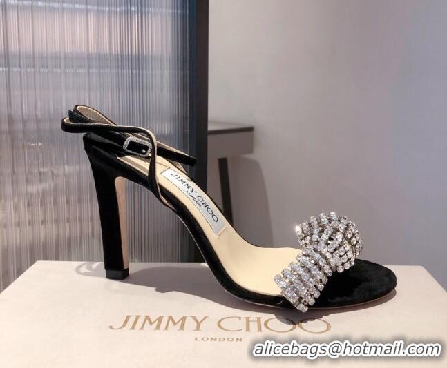 Popular Design Jimmy Choo Thyra Crystal Bow Sandals 8.5cm Crystal 051053 Black