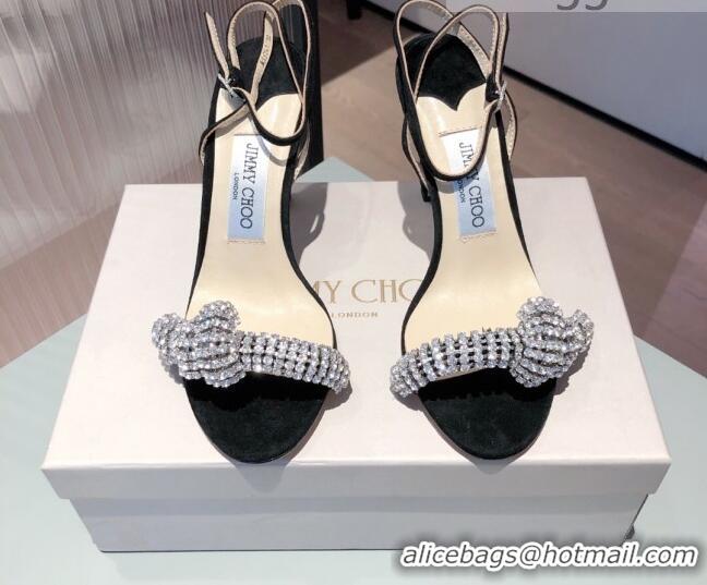 Popular Design Jimmy Choo Thyra Crystal Bow Sandals 8.5cm Crystal 051053 Black