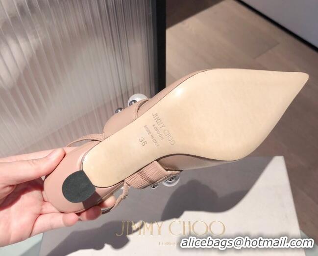 Low Price Jimmy Choo Breslin Lambskin Pearl Heel Mules 6.5cm 051055 Light Pink 2021