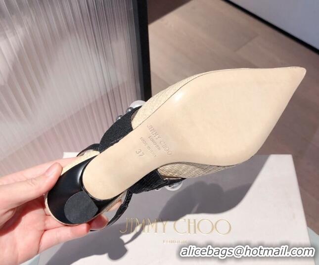 Custom Jimmy Choo Breslin Raffia Pearl Heel Mules 6.5cm 051055 Beige 2021