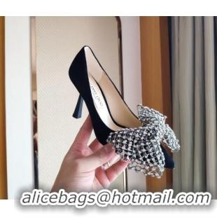 Cheap Price Jimmy Choo Mana Suede Pumps 8.5cm with Crystal Bow 061205 Black 2021