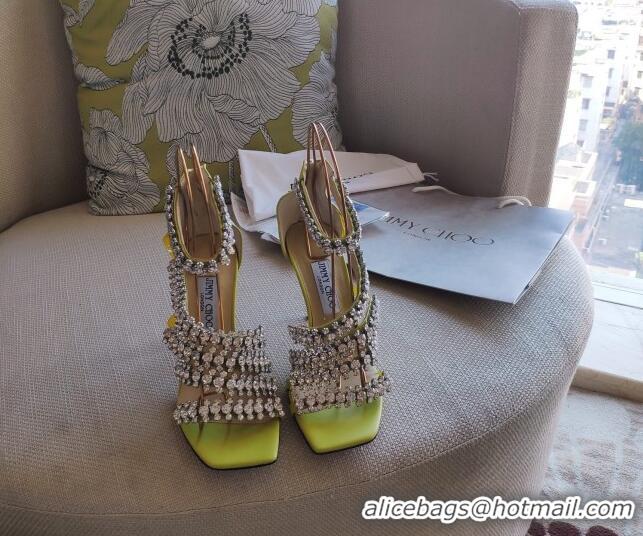 Grade Design Jimmy Choo Josefine Calfskin Crystal Sandals 8.5cm 061211 Green 2021