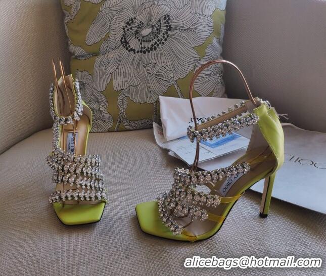 Grade Design Jimmy Choo Josefine Calfskin Crystal Sandals 8.5cm 061211 Green 2021