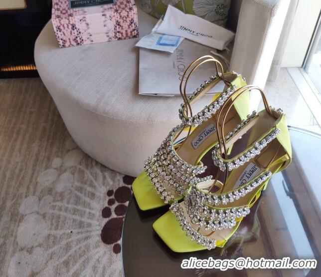 Grade Design Jimmy Choo Josefine Calfskin Crystal Sandals 8.5cm 061211 Green 2021