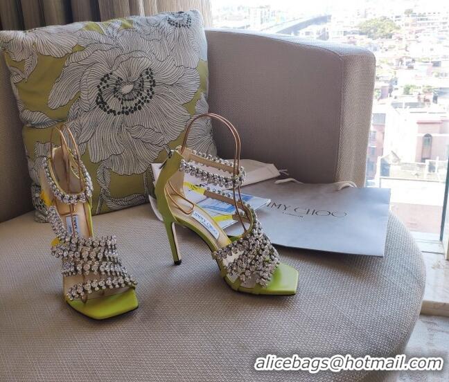 Grade Design Jimmy Choo Josefine Calfskin Crystal Sandals 8.5cm 061211 Green 2021