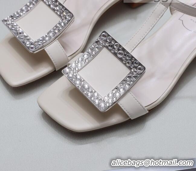 New Fashion Roger Vivier Calfskin Square Buckle Sandals 042763 White