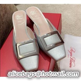 Super Quality Roger Vivier Belle Vivie Calfskin 4.5 cm Mules 042907 Silver 2021