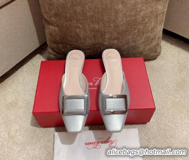 Super Quality Roger Vivier Belle Vivie Calfskin 4.5 cm Mules 042907 Silver 2021