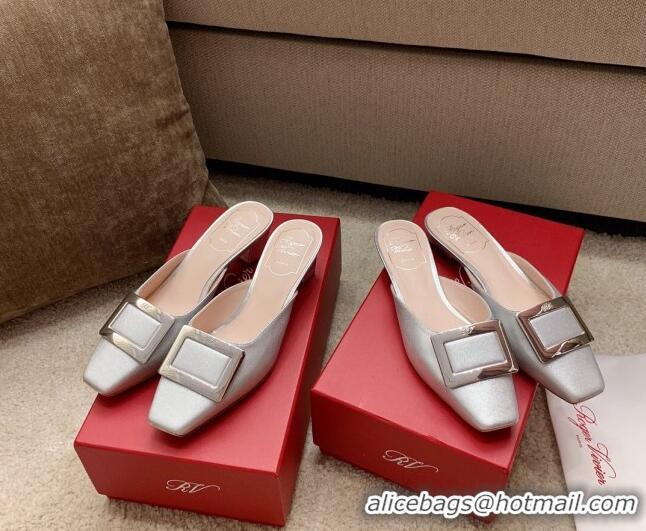 Super Quality Roger Vivier Belle Vivie Calfskin 4.5 cm Mules 042907 Silver 2021