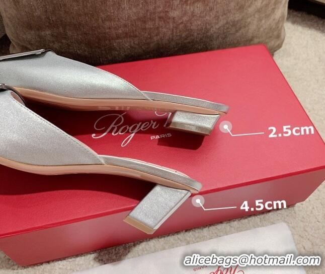 Super Quality Roger Vivier Belle Vivie Calfskin 4.5 cm Mules 042907 Silver 2021