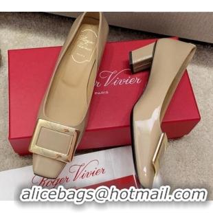 Grade Design Roger Vivier Belle Vivie Patent Calfskin Pumps 4.5cm 042912 Beige 2021