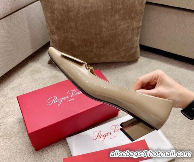 Grade Design Roger Vivier Belle Vivie Patent Calfskin Pumps 4.5cm 042912 Beige 2021