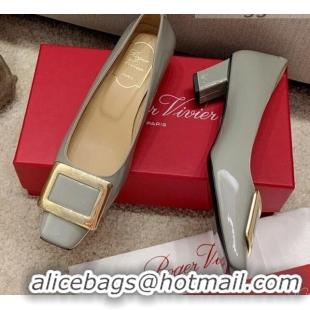 Super Quality Roger Vivier Belle Vivie Patent Calfskin Pumps 4.5cm 042912 Grey 2021