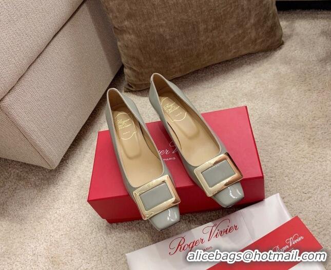 Super Quality Roger Vivier Belle Vivie Patent Calfskin Pumps 4.5cm 042912 Grey 2021