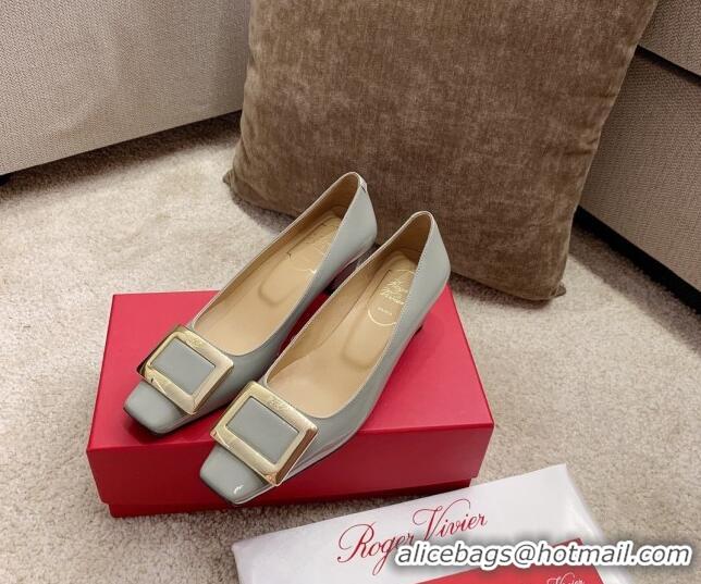 Super Quality Roger Vivier Belle Vivie Patent Calfskin Pumps 4.5cm 042912 Grey 2021